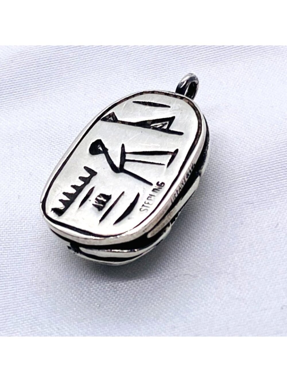 Tiffany & Co Scarab Hieroglyphics Sterling Silver 925 Pendant Charm - Picture 7 of 8